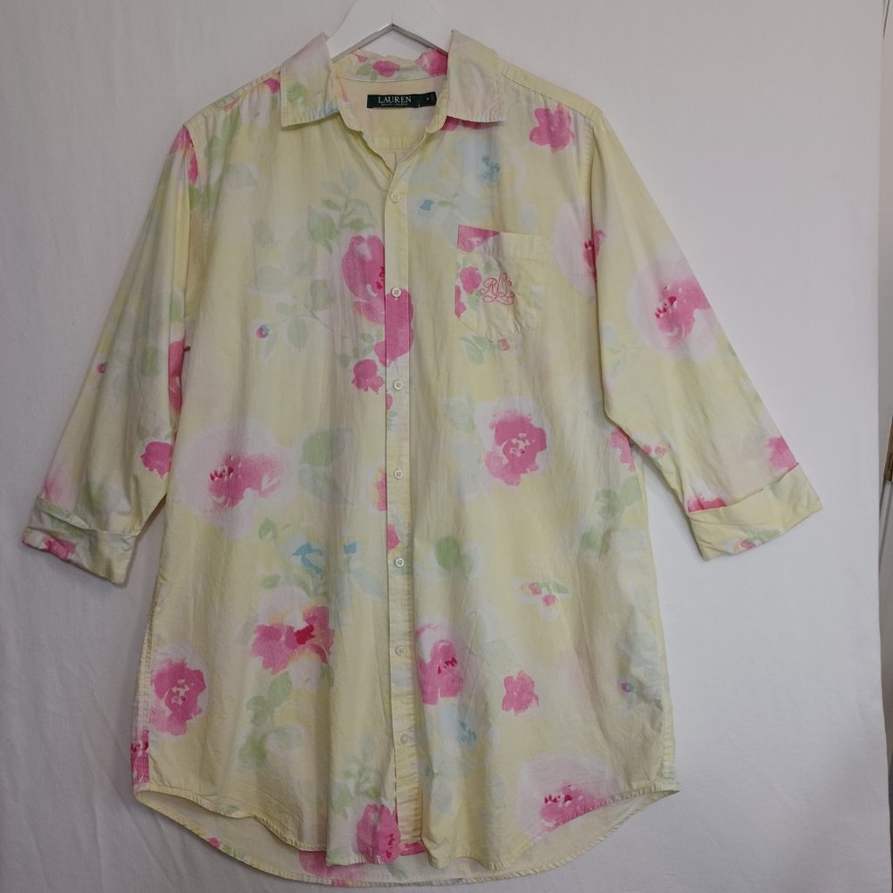 Lauren Ralph Lauren Pastel Cotton Sleep Shirt Size Medium - Picture 8 of 8